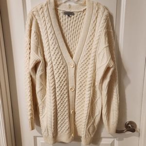 Cable Stitch XL long cream cardigan